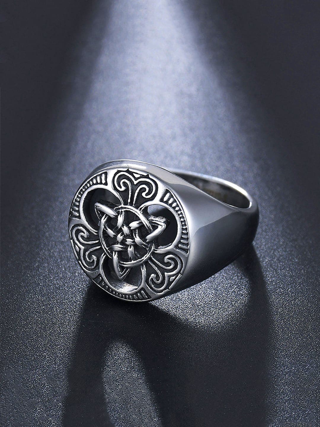 

Wrogn Men Oxidised Stainless Steel Finger Ring, Silver