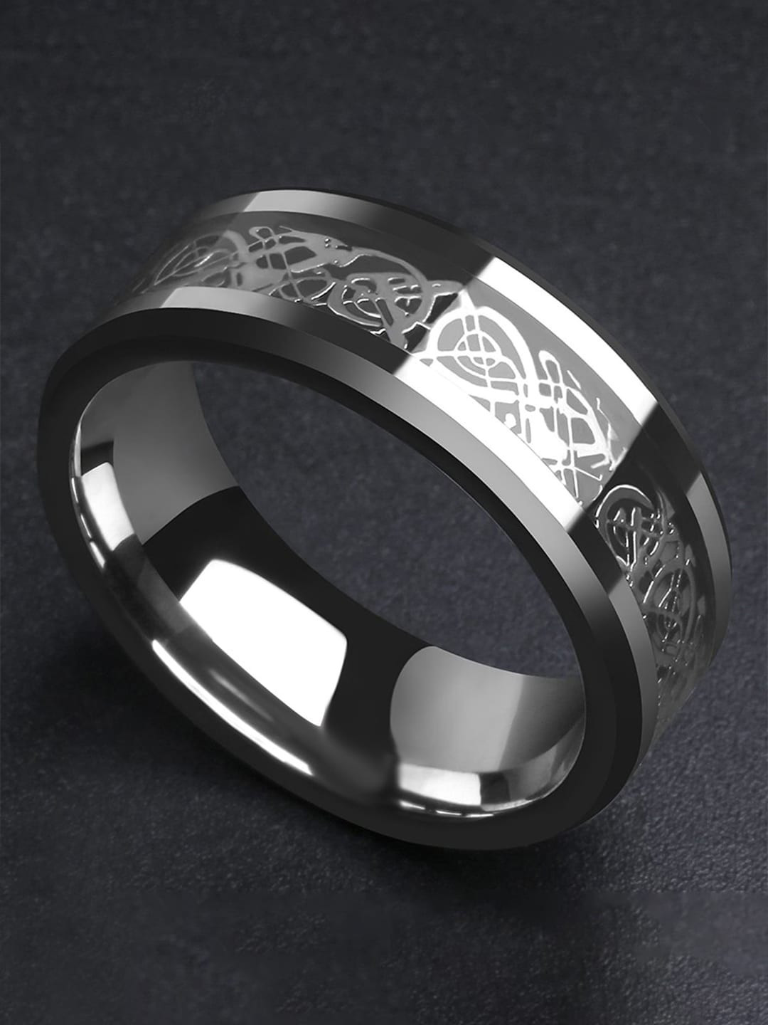 

WROGN Men Stainless Steel Band Finger Ring, Silver