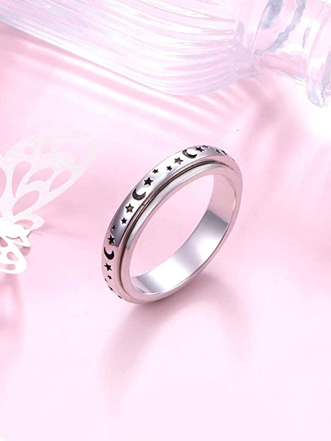 

WROGN Men Rhodium-Plated Stainless Steel Band Finger Ring, Silver