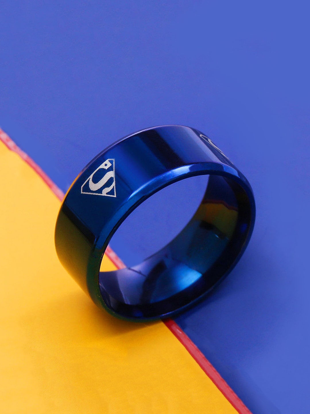 

WROGN Men Superman Designed Finger Ring, Blue