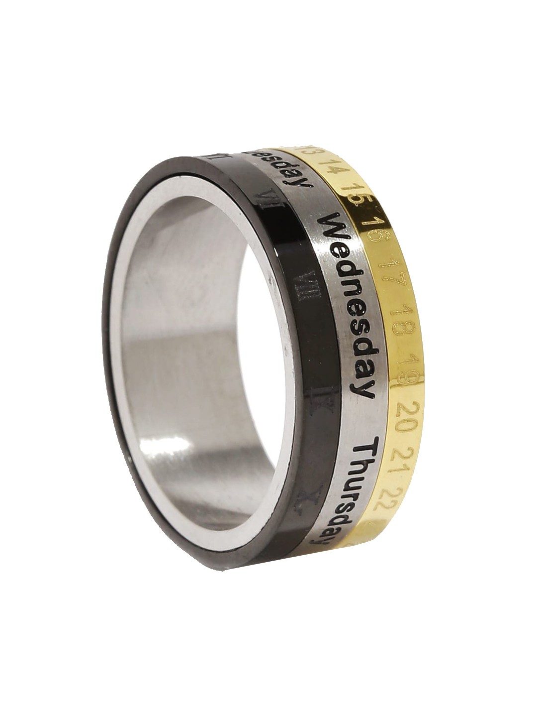 

WROGN Men Stainless Steel Band Finger Ring, Gold