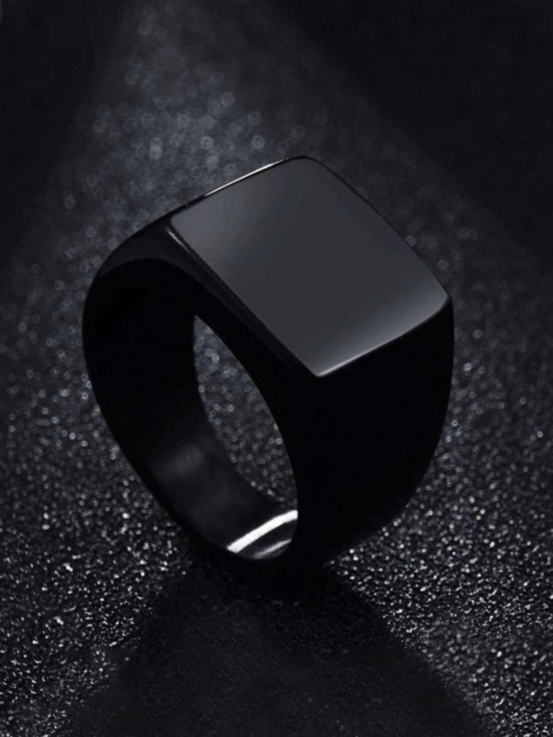 

WROGN Men Stainless Steel Band Finger Ring, Black