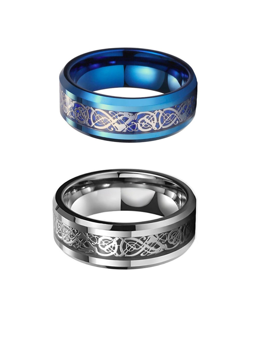 

WROGN Men Set Of 2 Rhodium-Plated Finger Rings, Silver