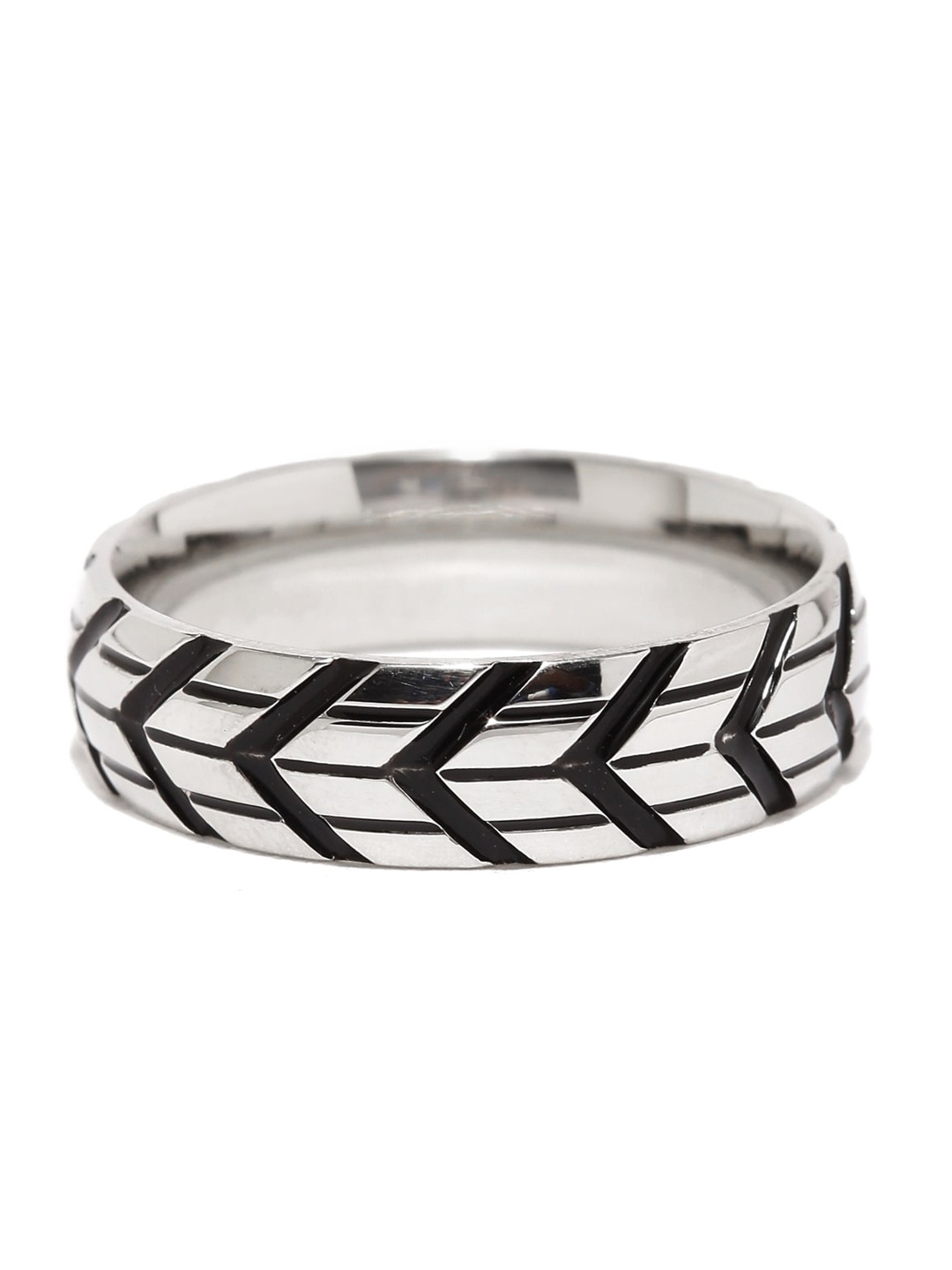 

WROGN Men Stainless Steel Band Finger Ring, Silver