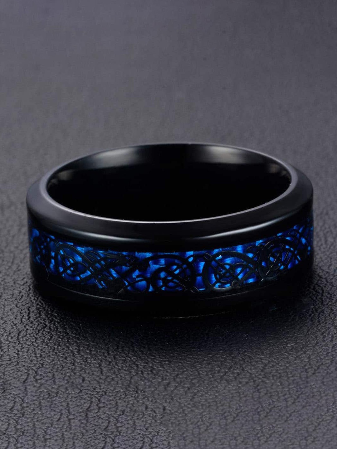 

WROGN Men Stainless Steel Band Finger Ring, Blue