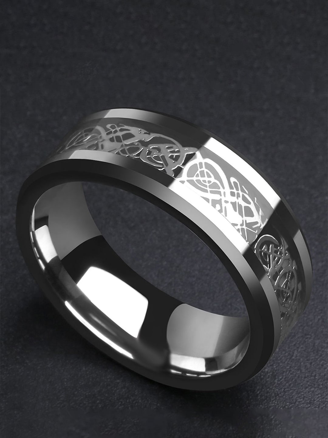 

WROGN Men Stainless Steel Band Finger Ring, Silver