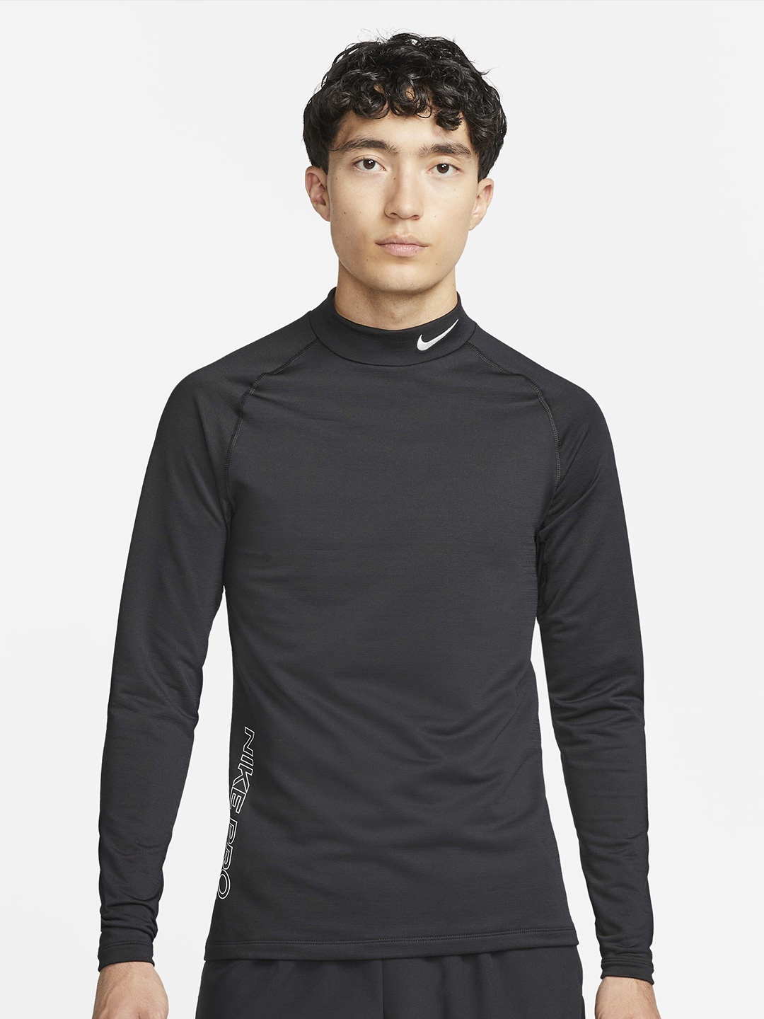 

Nike Pro Warm Slim Fit Long Sleeve Mock Neck Training T-Shirt, Black