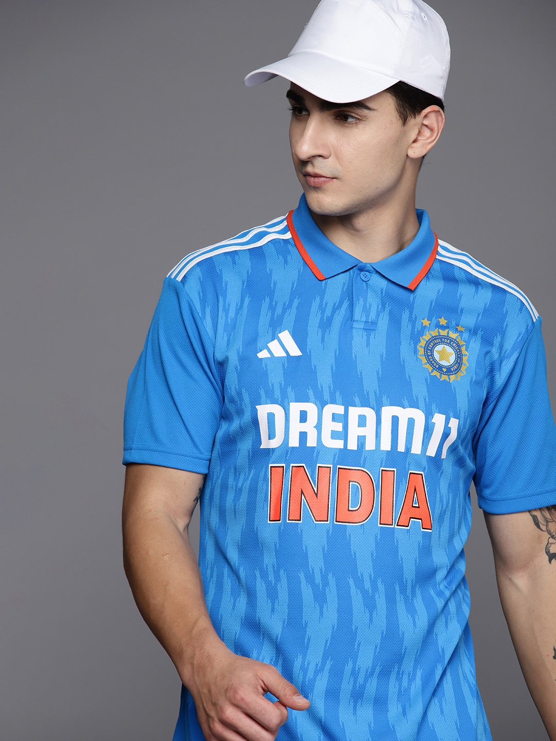 

ADIDAS Men Indian Cricket ODI Fan Polo Collar Jersey, Blue