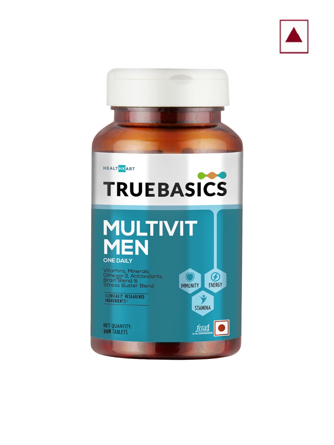 

TrueBasics Multivit Men Multivitamin Tablets With Omega 3 & Anti-Oxidants - 30 Tablets, Blue