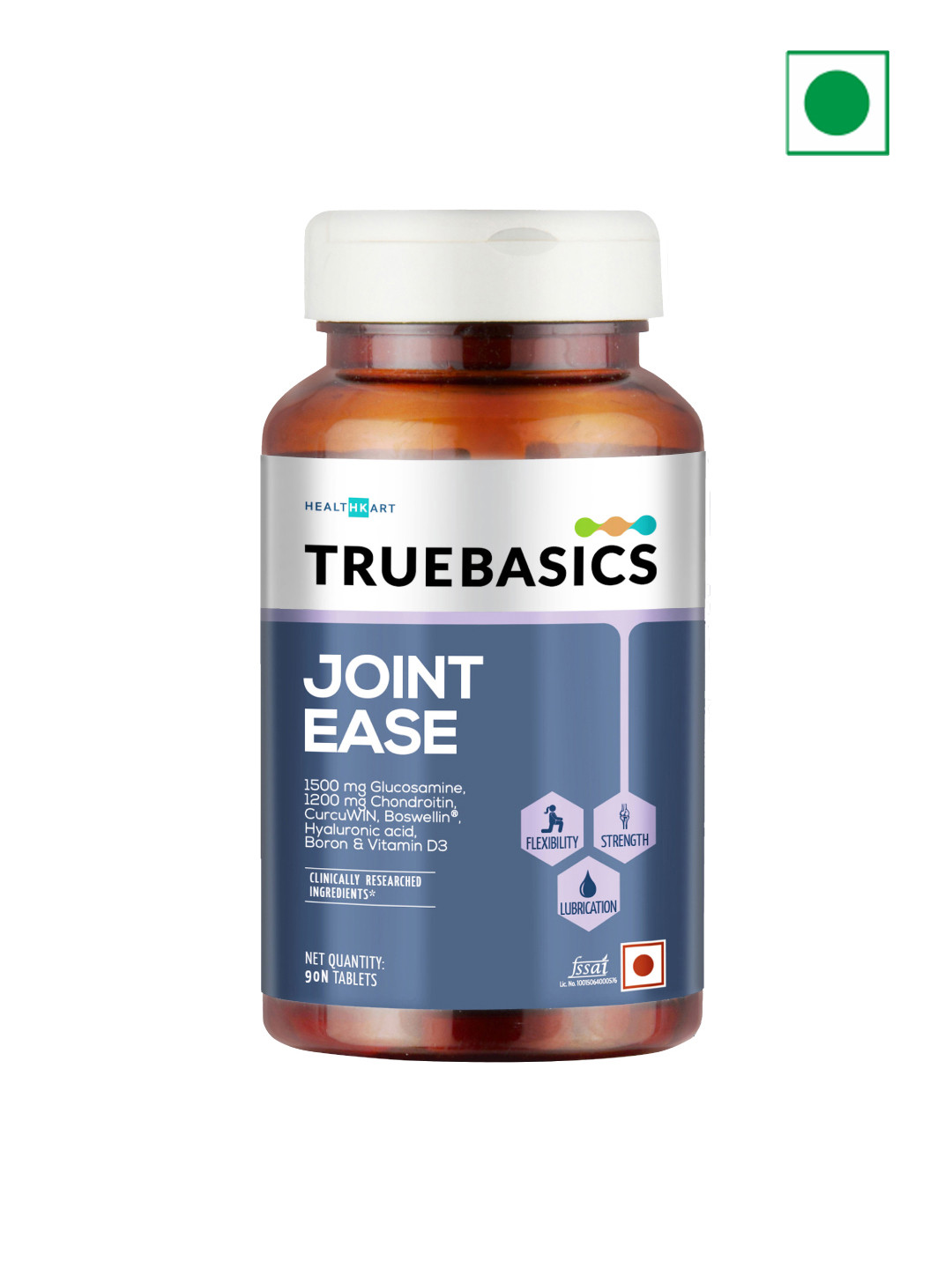 

TrueBasics Joint Ease Tablets With Vitamin D3 For Flexibility & Strength - 90 Tablets, Blue