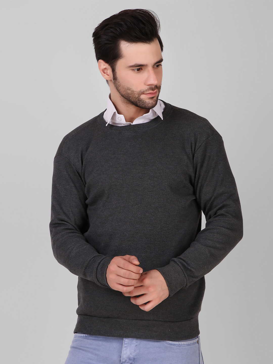 

DIAZ Round Neck Cotton Sweatshirt, Black