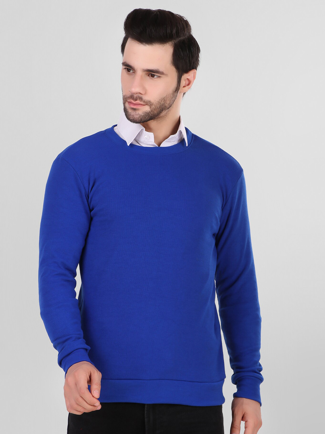 

DIAZ Round Neck Cotton Sweatshirt, Blue