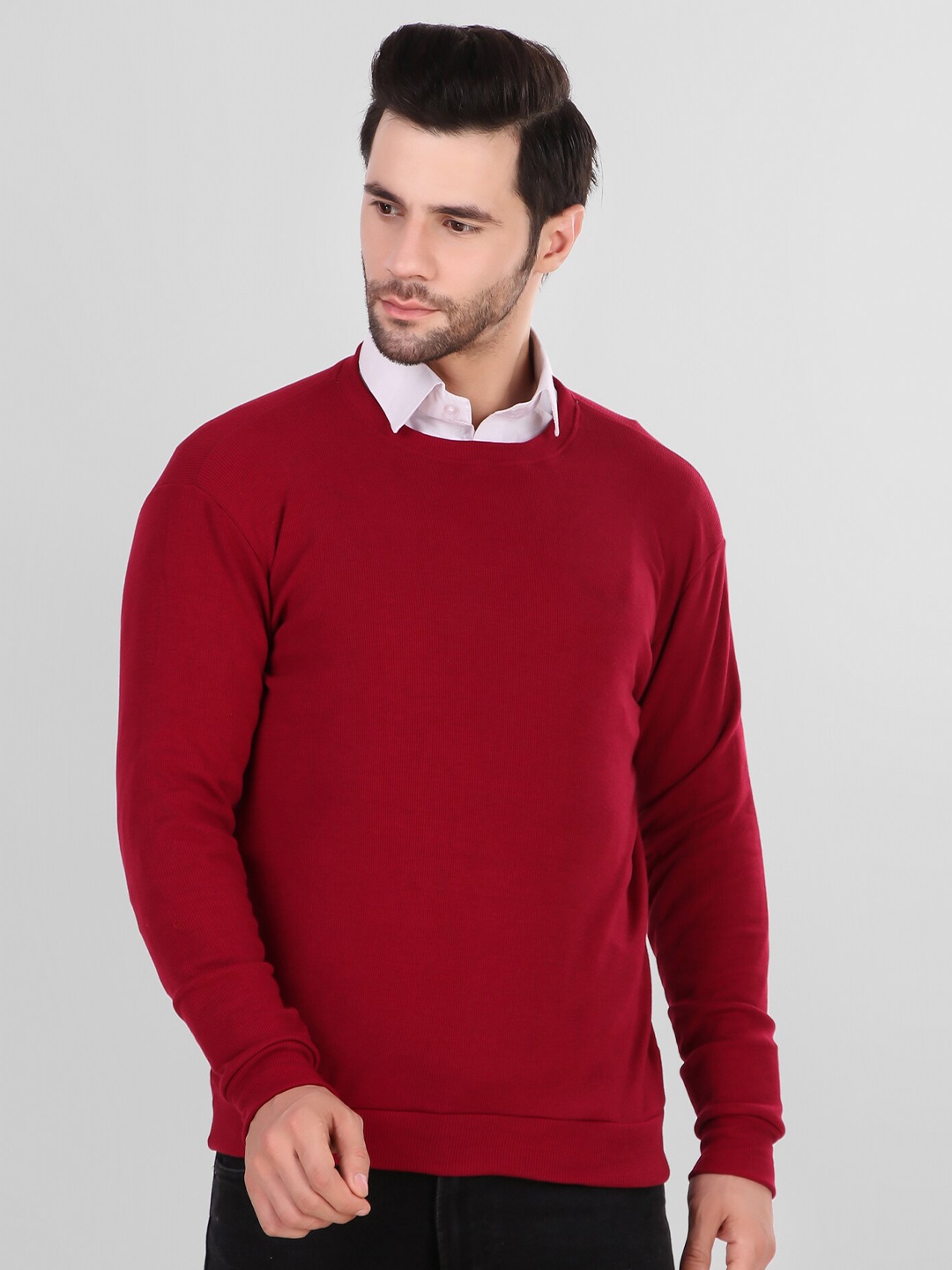 

DIAZ Round Neck Cotton Sweatshirt, Maroon