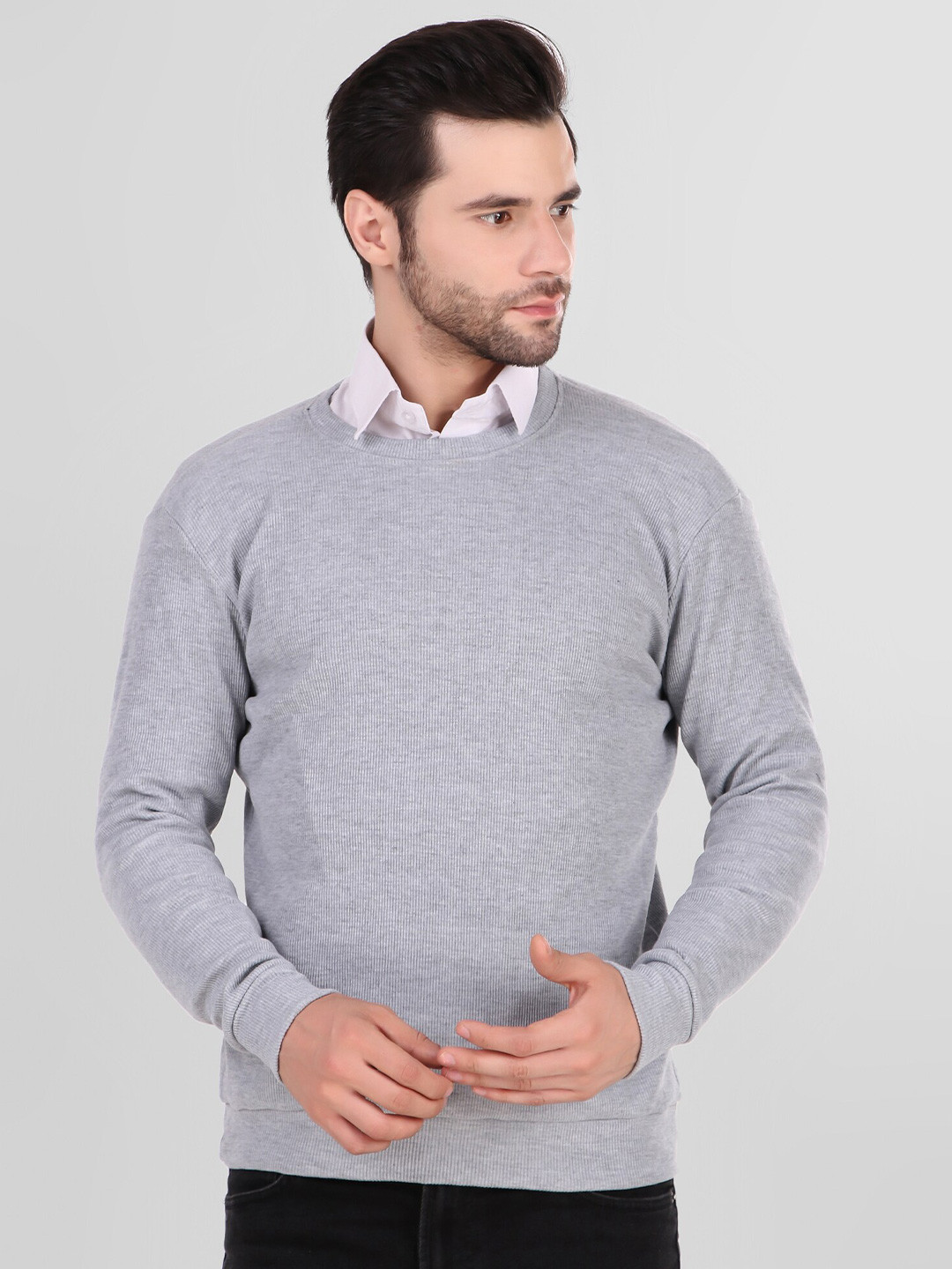 

DIAZ Round Neck Cotton Sweatshirt, Grey