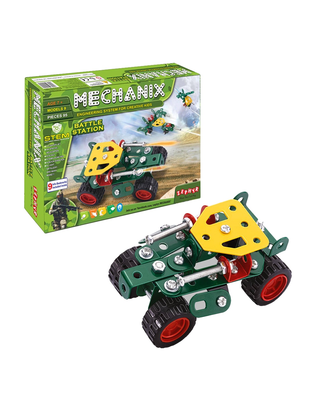 

Mechanix Kids 95 Pc Zephyr Battle Sation Engineering STEM Toy, Green