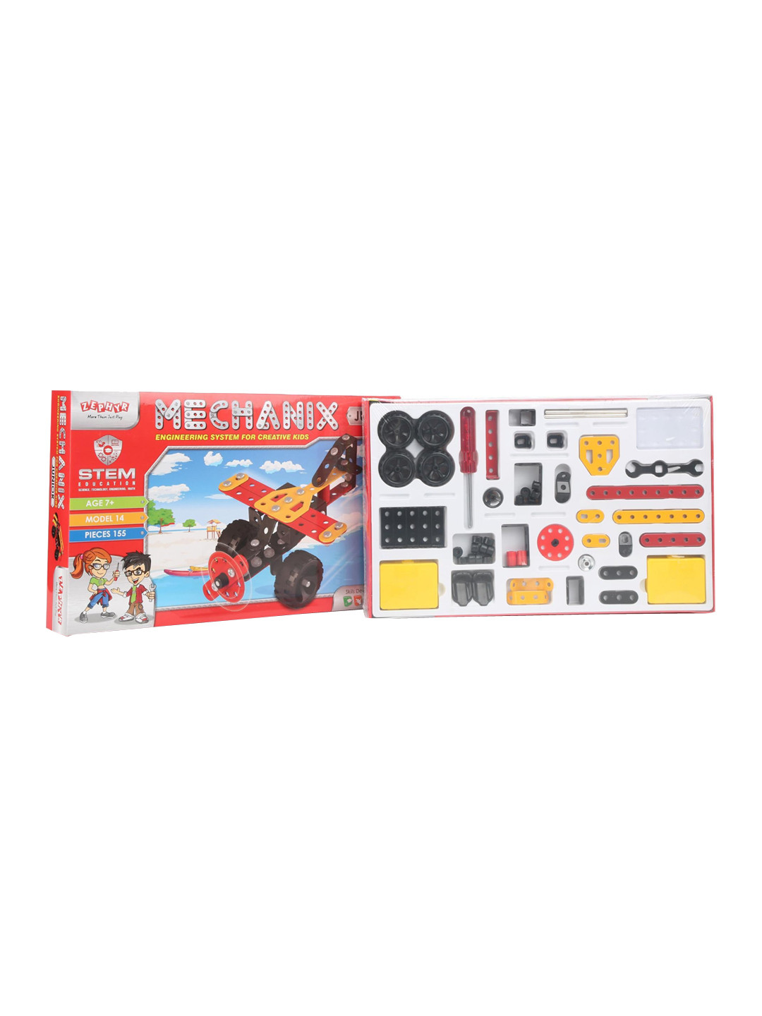

Mechanix Kids Junior 155 pc engineering STEM Construction Toys, Yellow