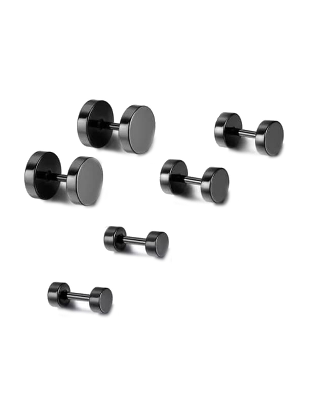 

KRYSTALZ Men Set Of 3 Stainless Steel Classic Studs, Black