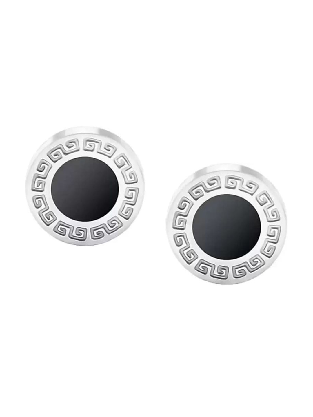 

KRYSTALZ Men Silver-Plated Studded Circular Studs