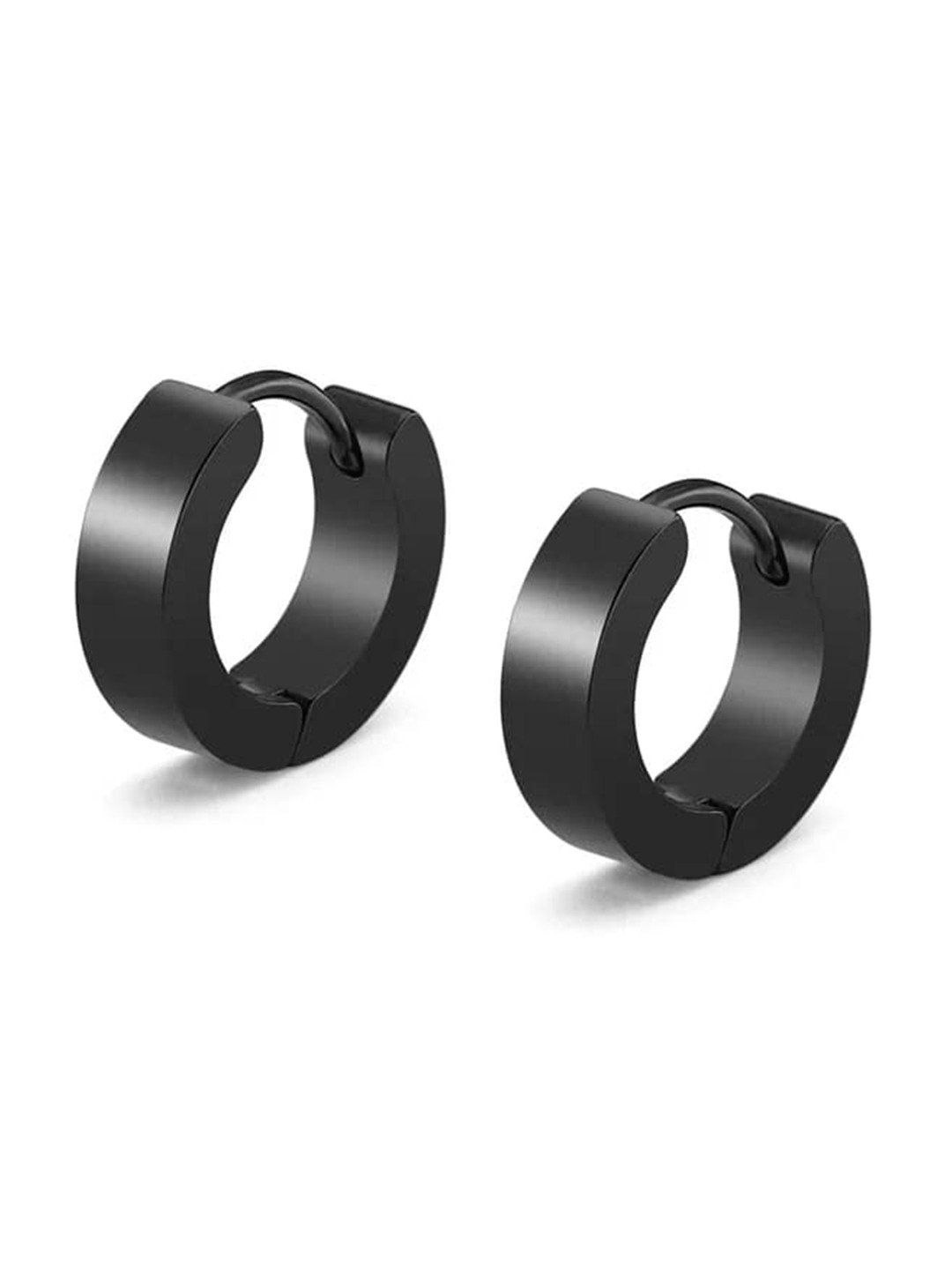 

KRYSTALZ Men Stainless Steel Circular Hoop Earrings, Black