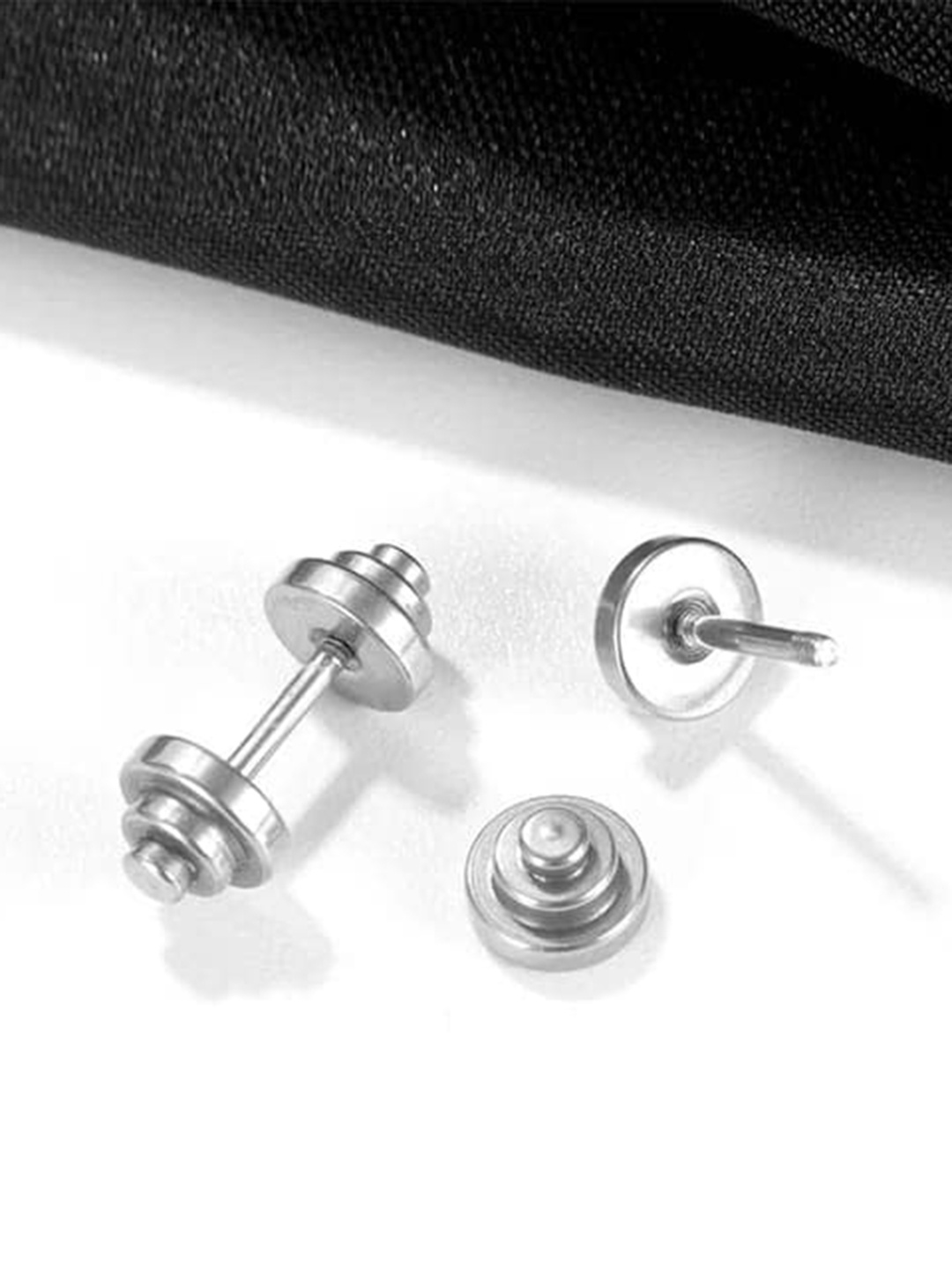 

KRYSTALZ Men Silver-Plated Stainless Steel Classic Studs