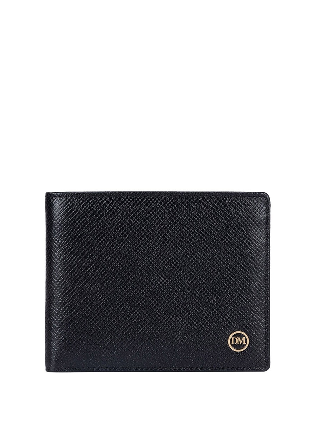 

Da Milano Men Textured Leather Two Fold Wallet, Black