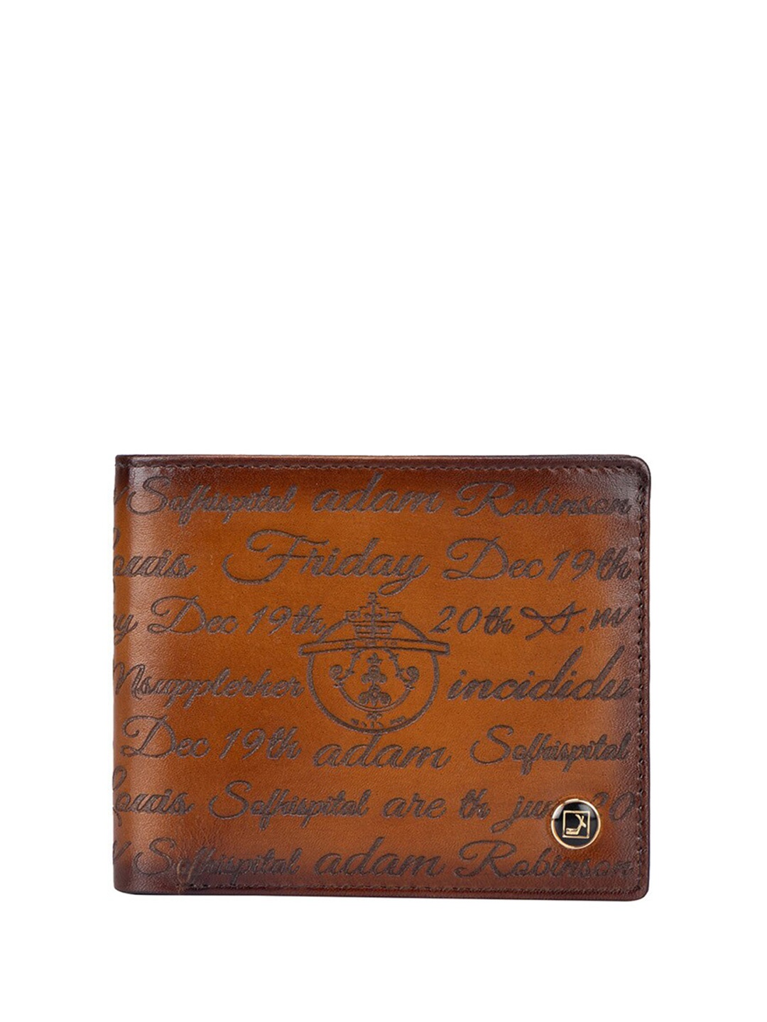 

Da Milano Typography Textured Leather Two Fold Wallet, Brown