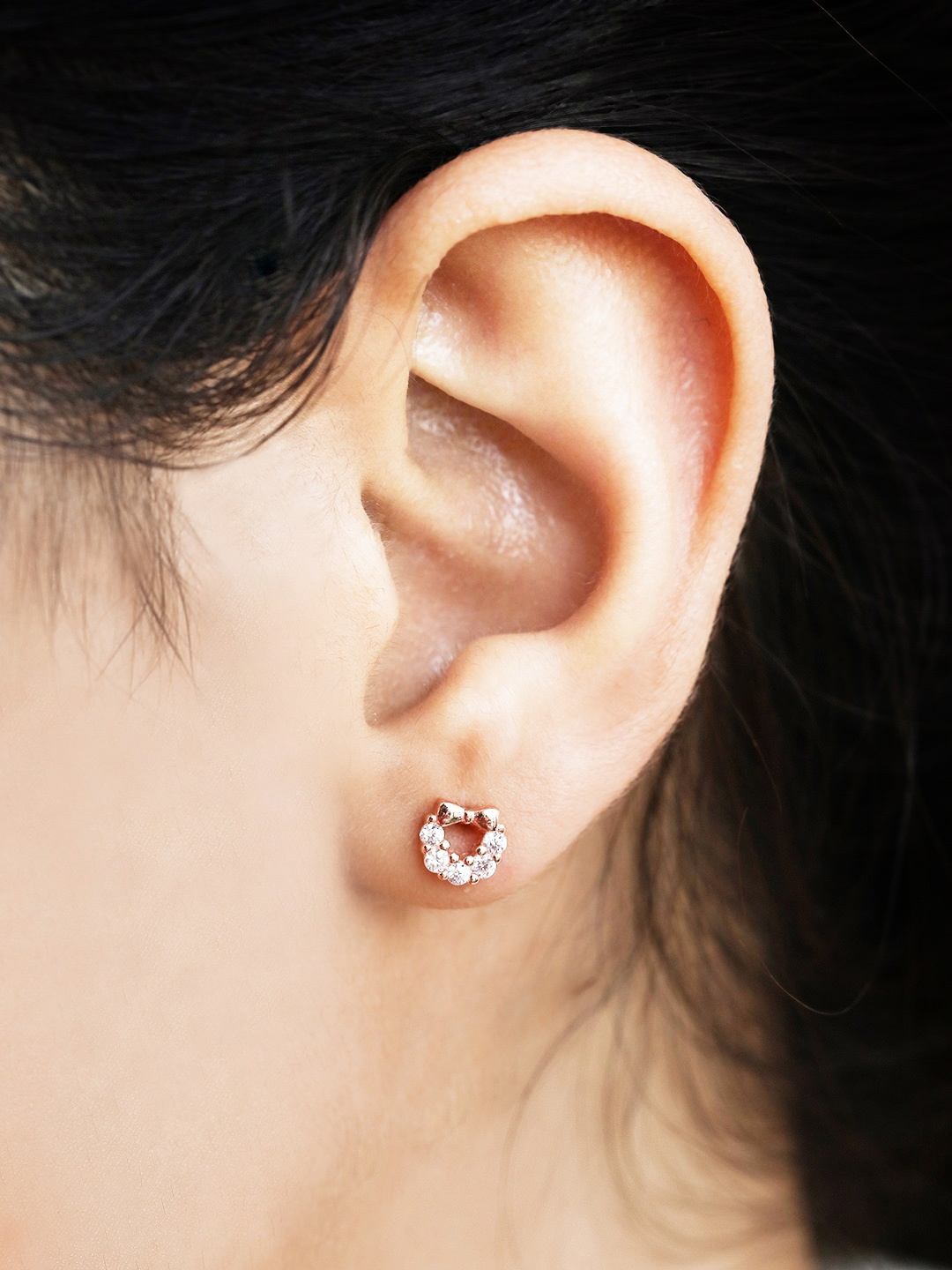 

Zavya Rose Gold-Plated CZ Studded Sterling Silver Contemporary Studs Earrings