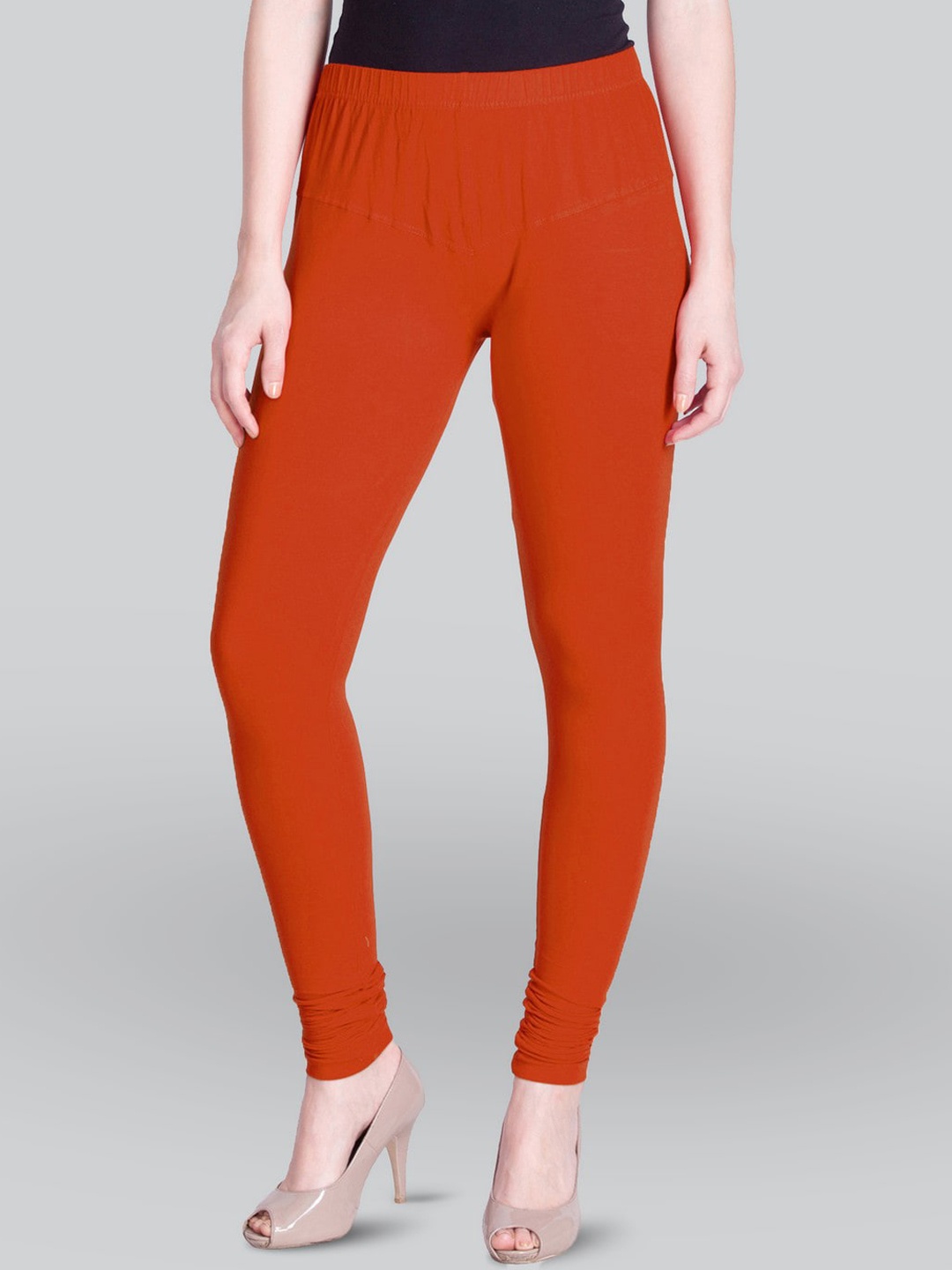 

LYRA Mid-Rise Bio-Wash Churidar Length Leggings, Orange
