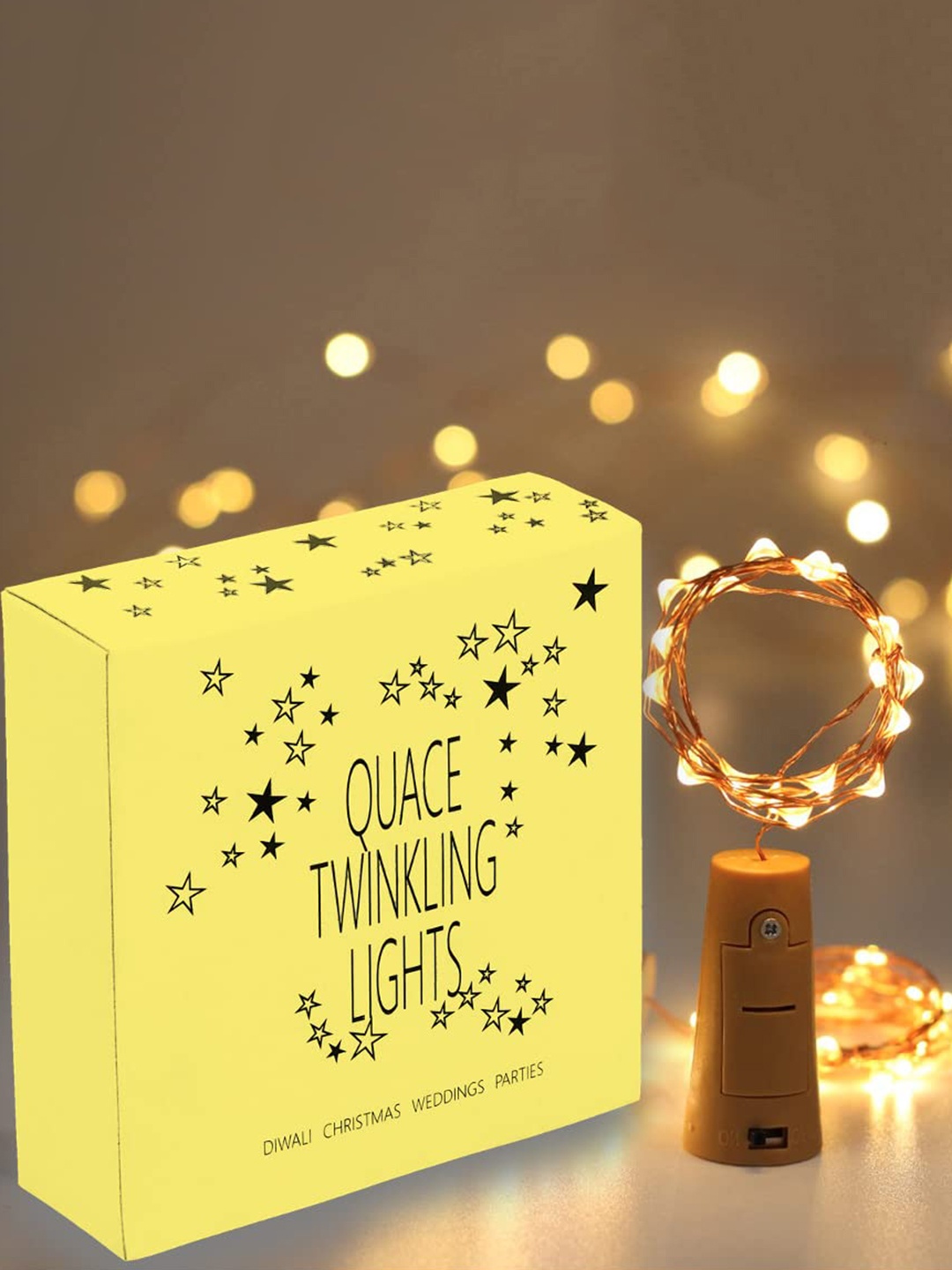 

Quace Yellow Rice Cork Fairy String Lights