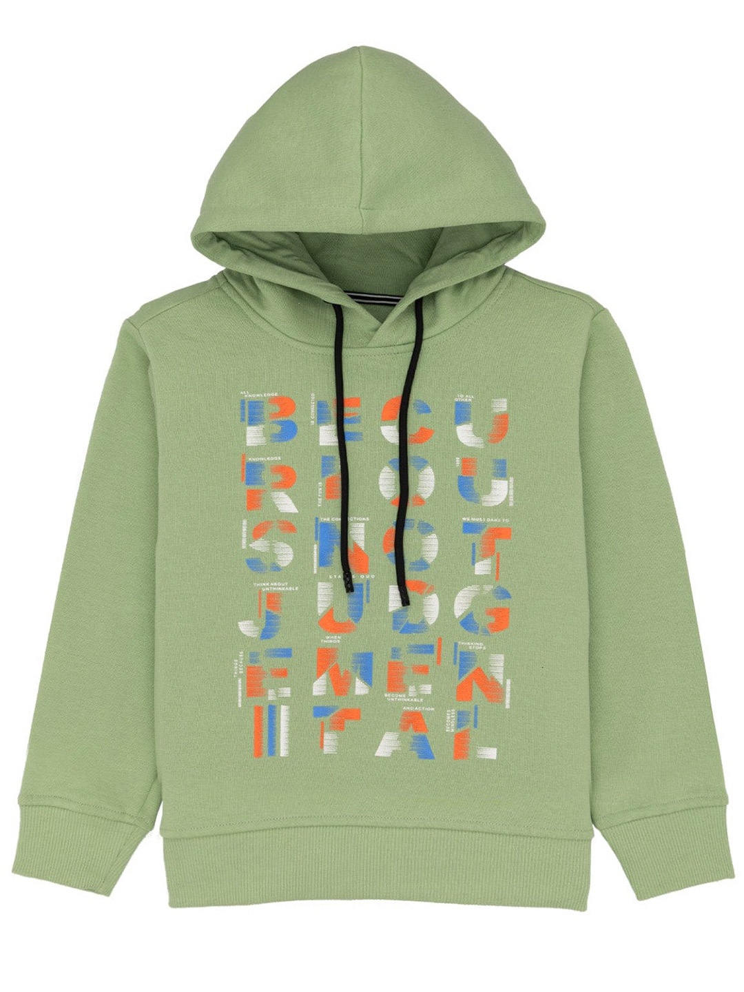 

Status Quo Boys Typography Printed Hooded Cotton Pullover, Green
