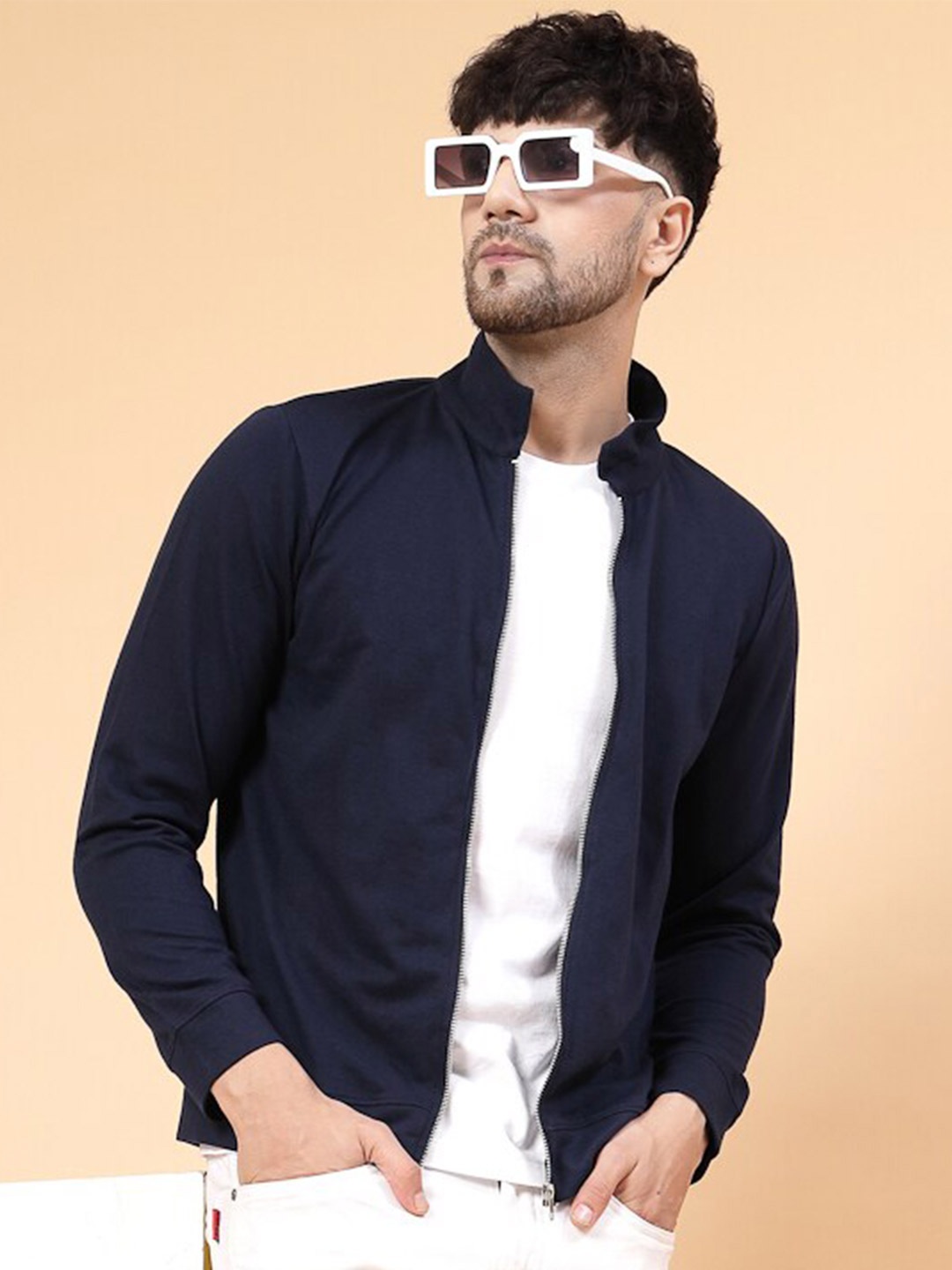 

Rigo Solid Pullover Casual Open Sweatshirt, Navy blue