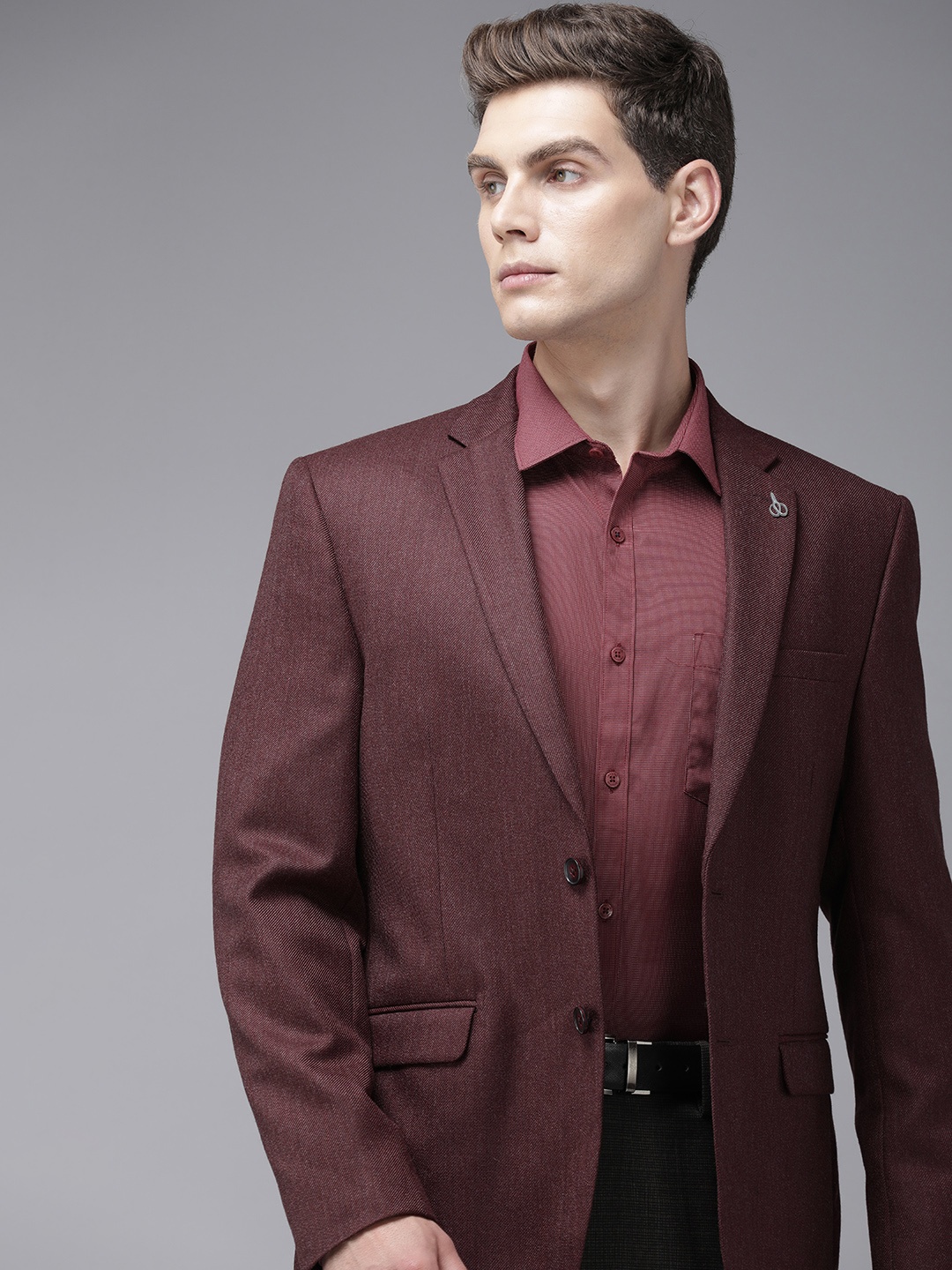 

Van Heusen Slim Fit Self Design Single-Breasted Formal Blazer, Maroon