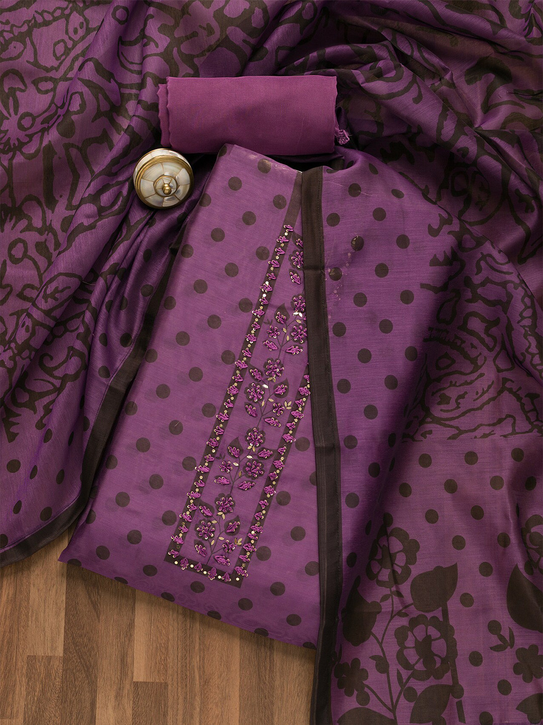 

Koskii Printed Unstitched Dress Material, Purple