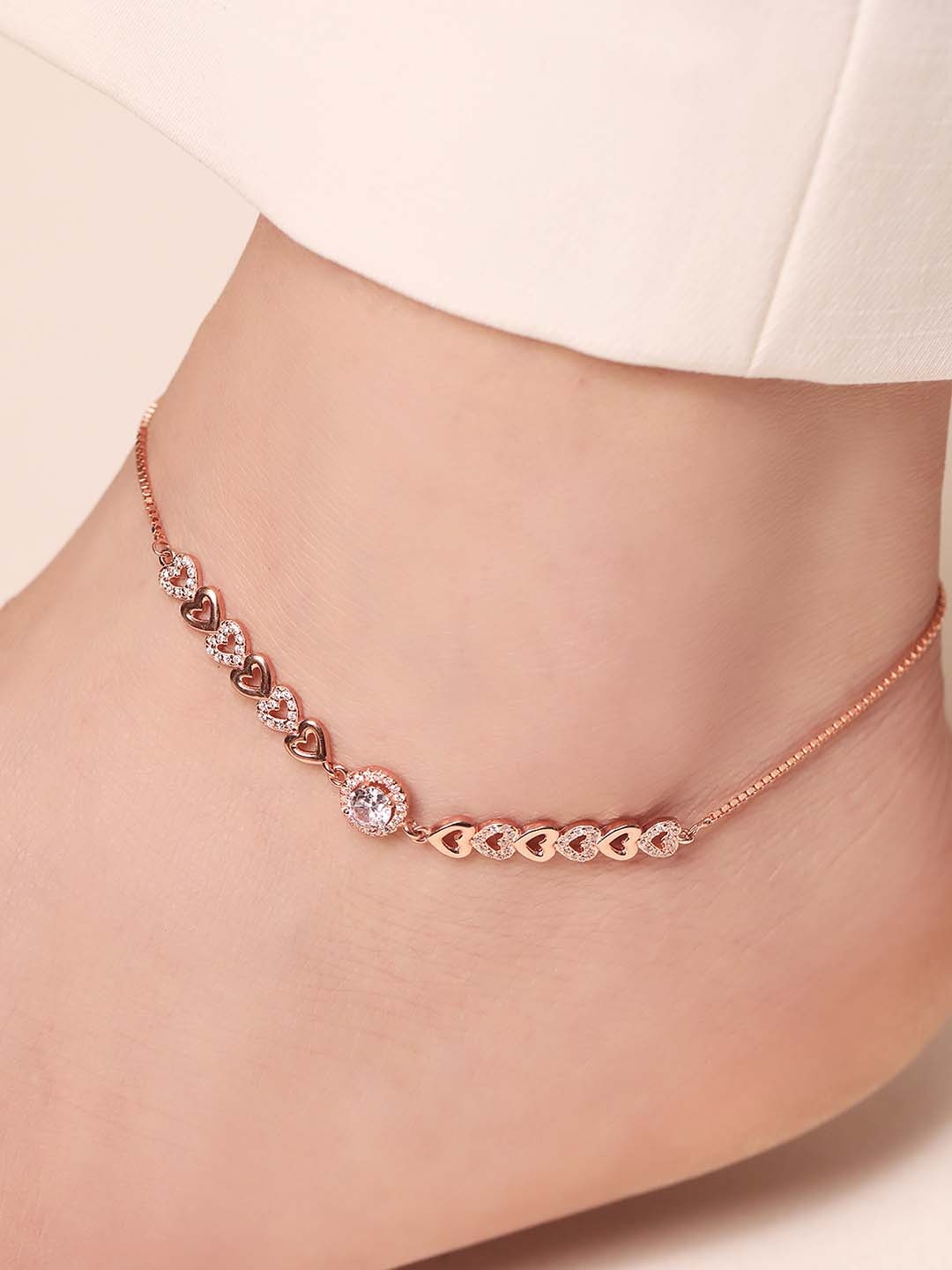 

Zavya Women Rose Gold-Plated Sterling Silver Anklets