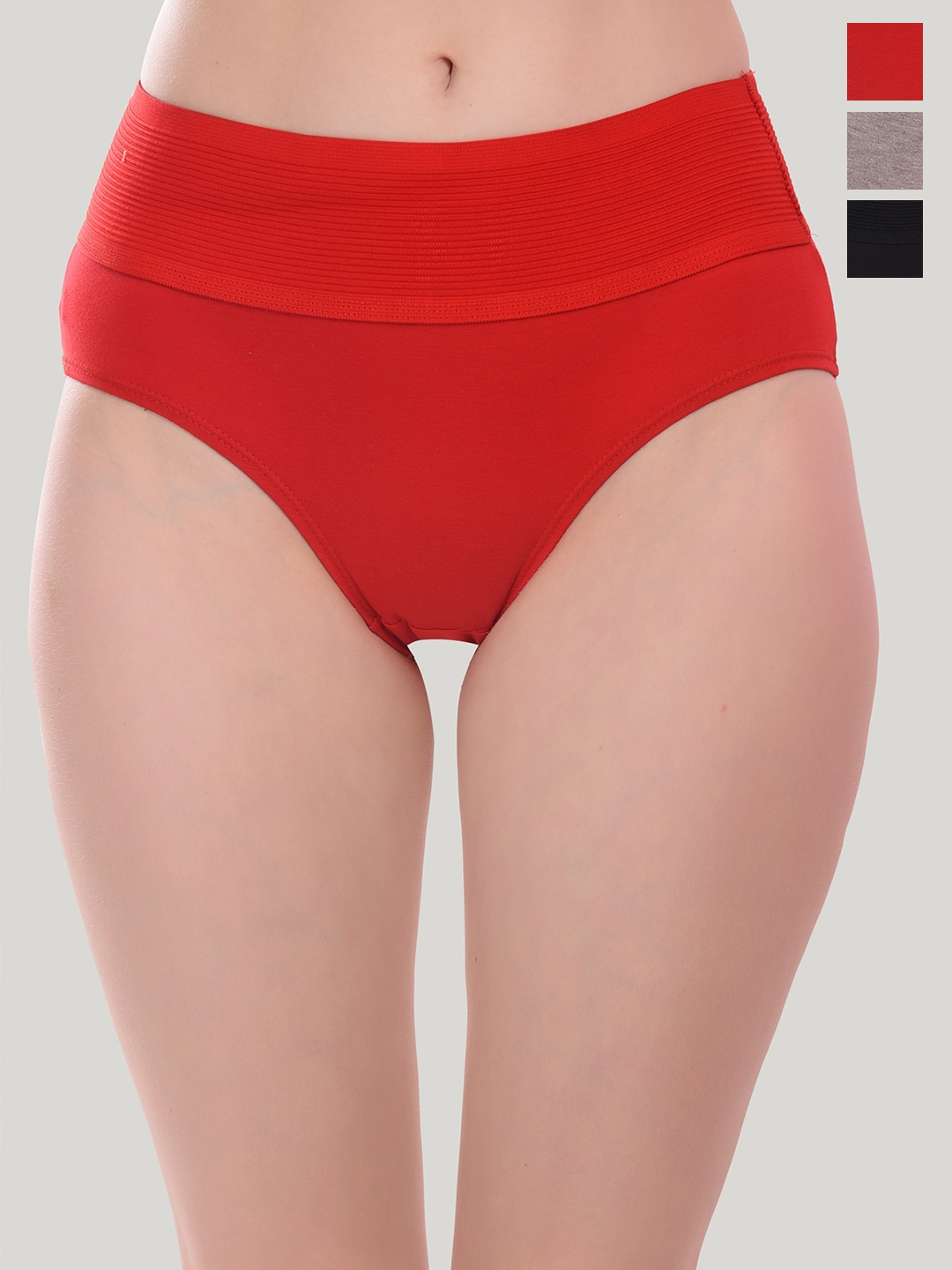 

SMARTERKIDS Pack Of 3 Mid-Rise Pure Cotton Basic Briefs 3005 A_S, Red