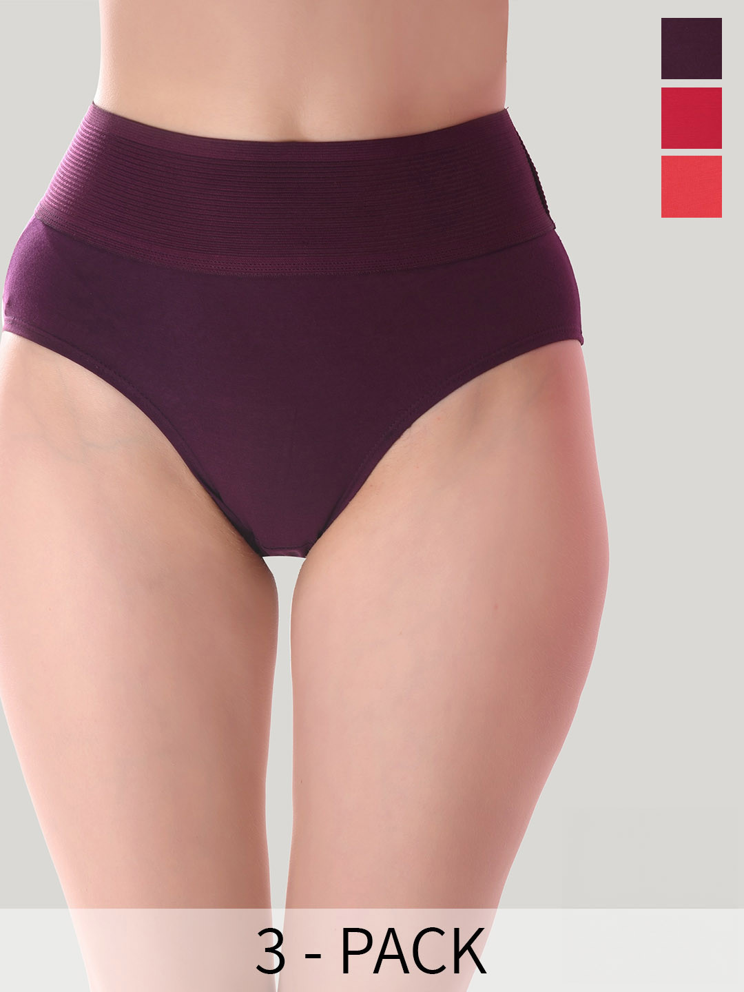 

SMARTERKIDS Pack Of 3 High Rise Skin Friendly Basic Briefs, Red