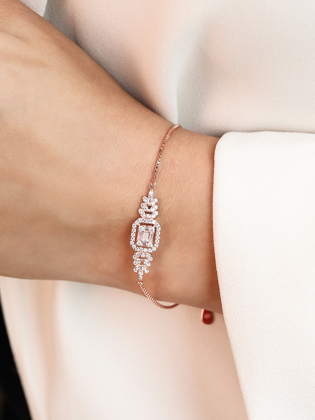 

Zavya Women Rose Gold-Plated CZ Studded Sterling Silver Bracelet