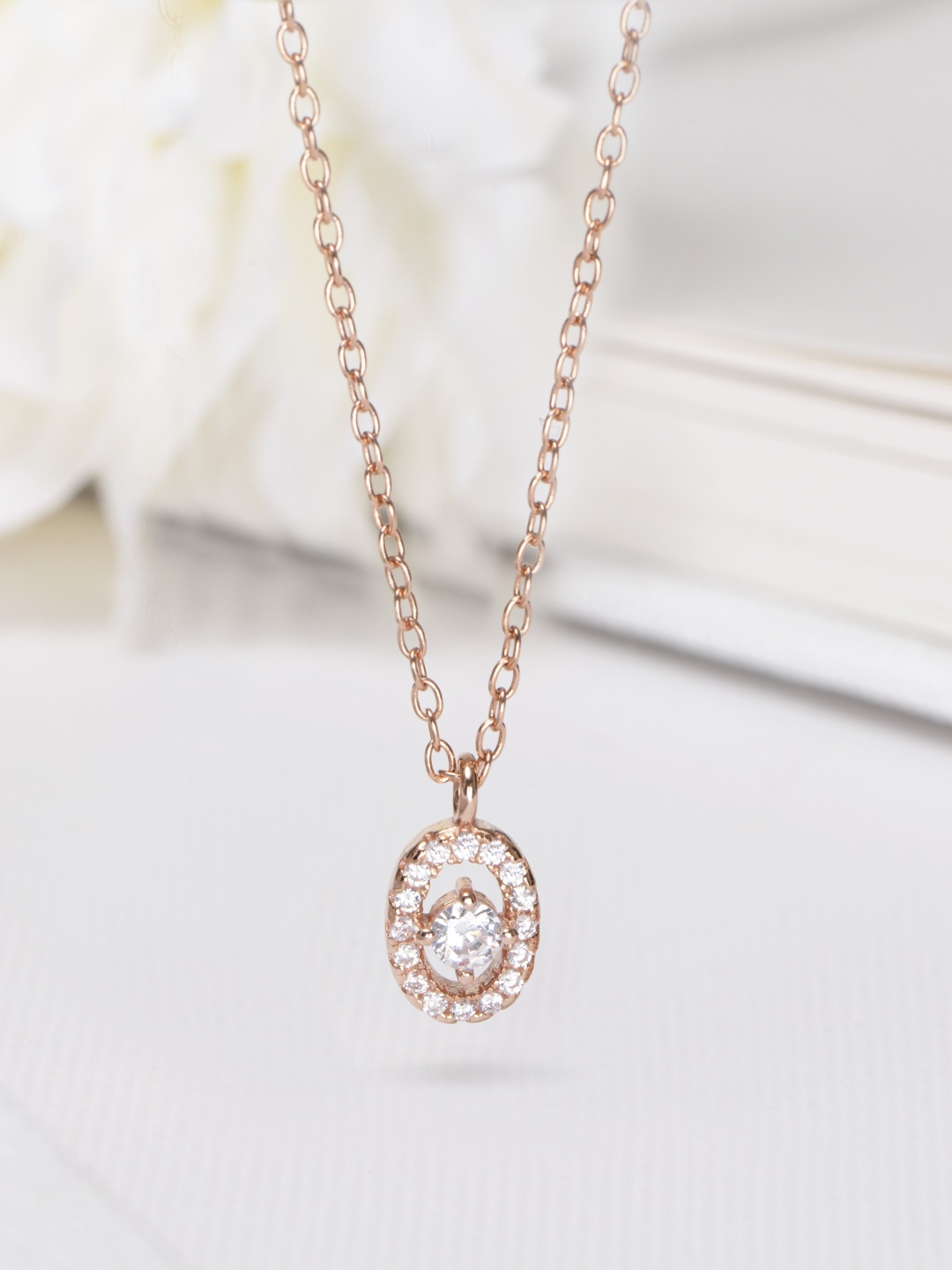 

Zavya 925 Sterling Silver CZ-Studded Rose Gold-Plated Necklace