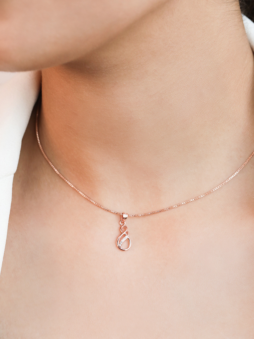 

Zavya Women Rose Gold-Plated CZ Studded Sterling Silver Pendant with Chain