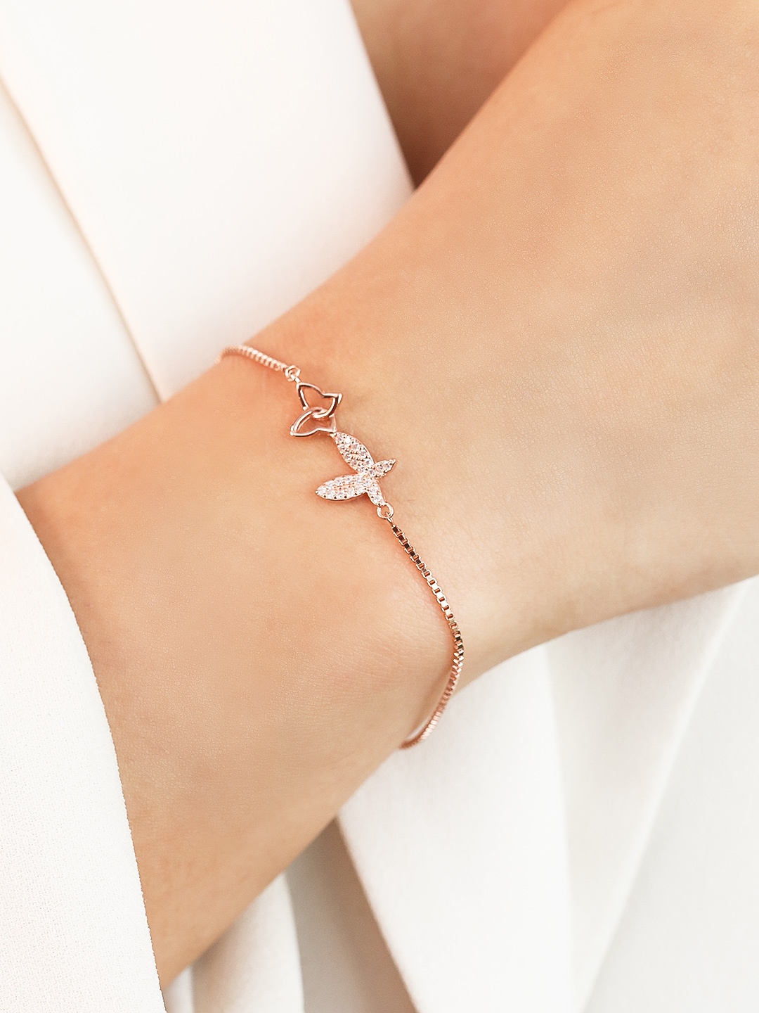 

Zavya Women Rose Gold-Plated CZ Studded Sterling Silver Bracelet