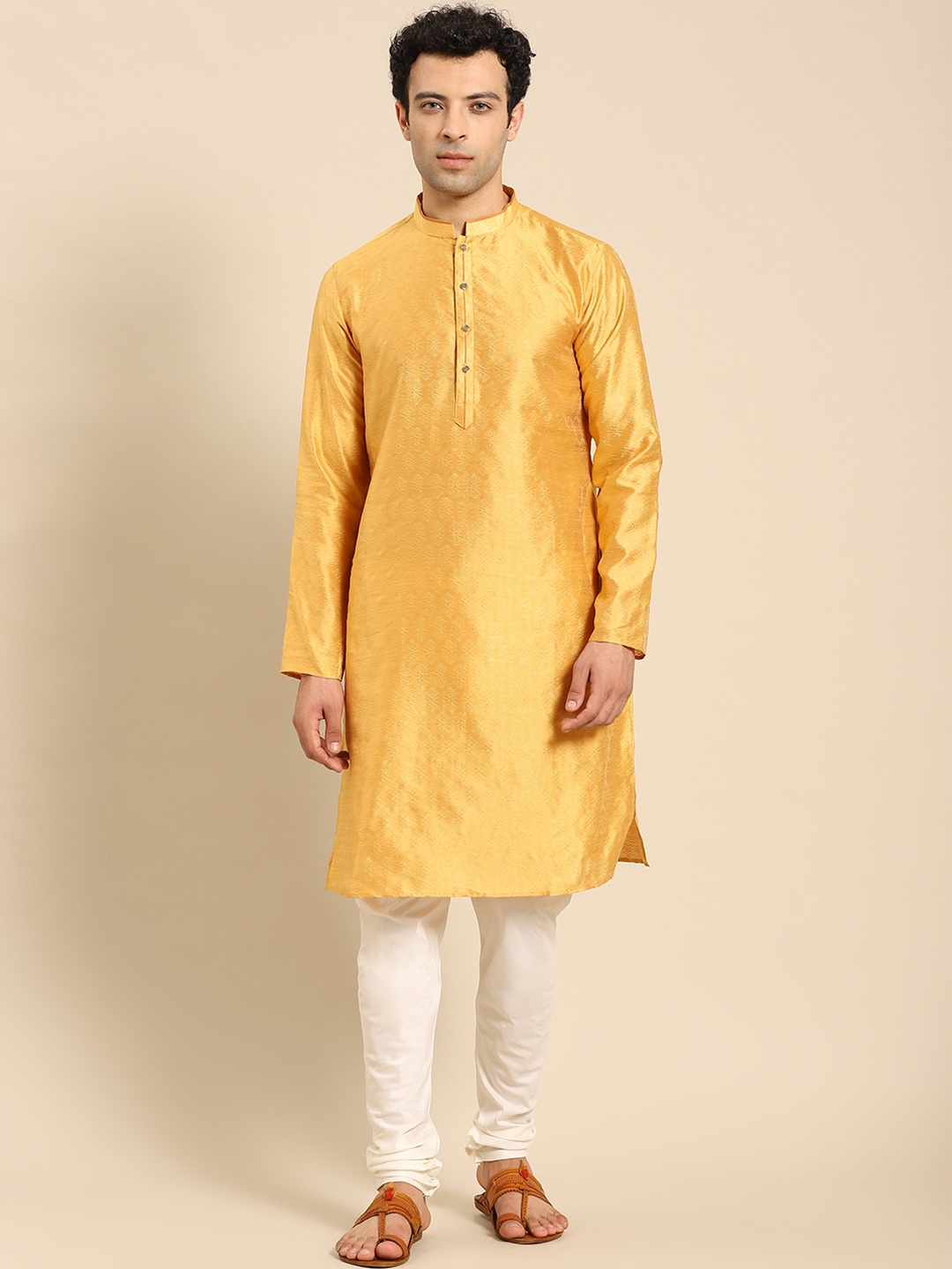 Anouk Woven Design Kurta, Mustard