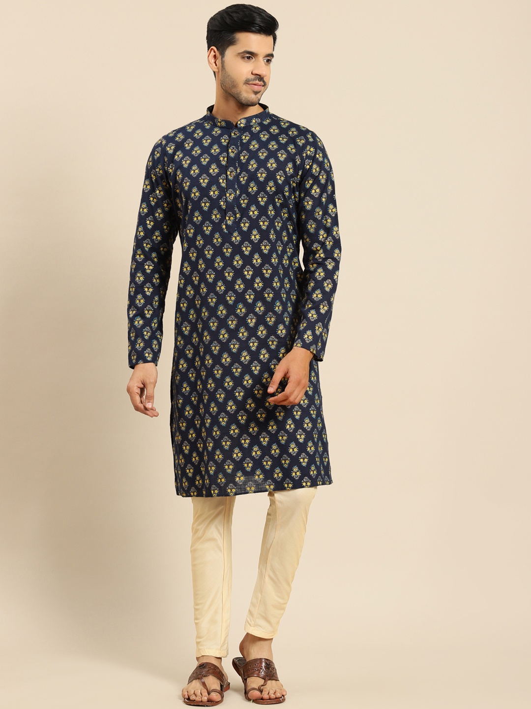 

Anouk Ethnic Motifs Printed Kurta, Navy blue