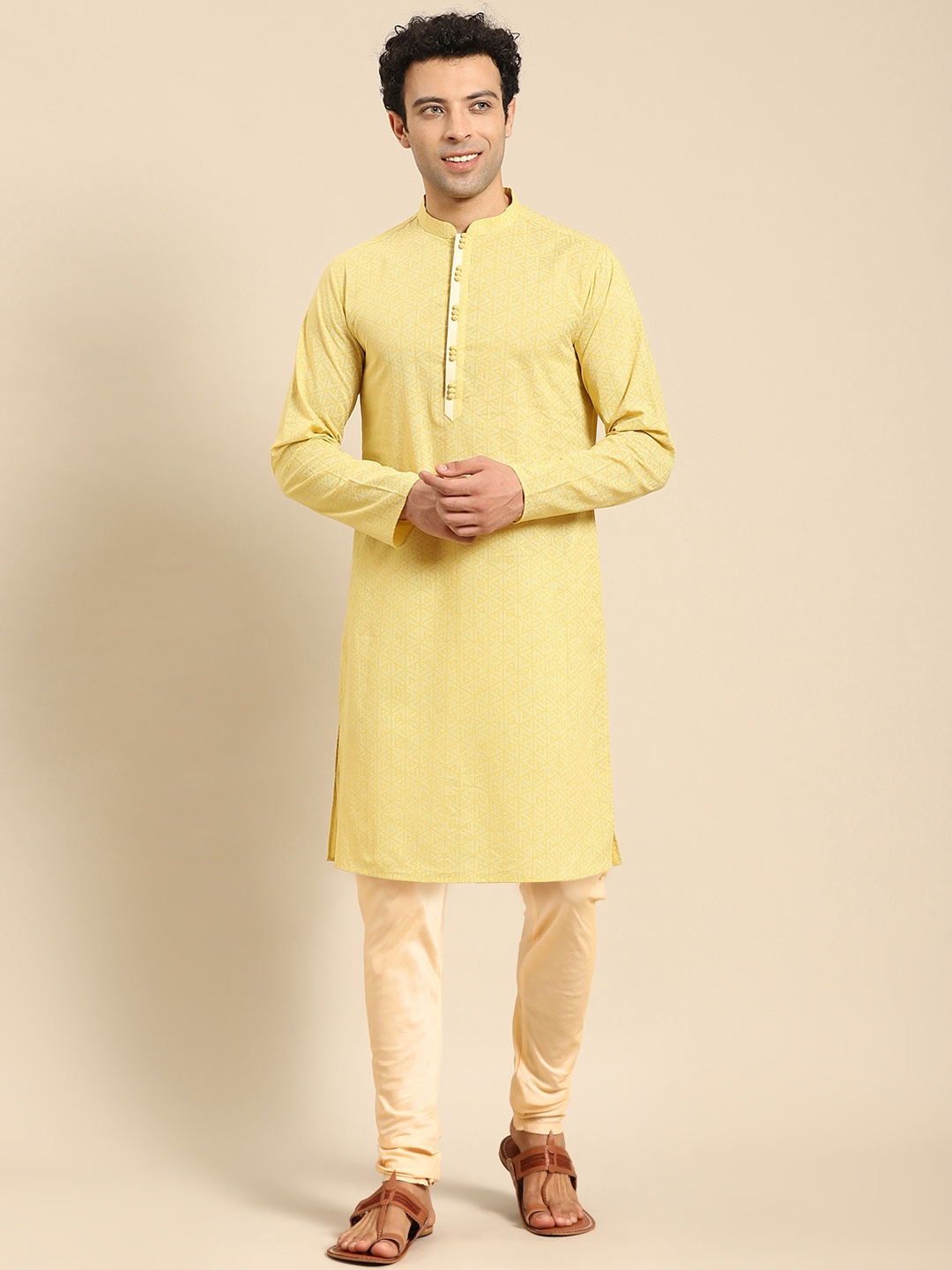 

Anouk Geometric Printed Straight Kurta, Yellow