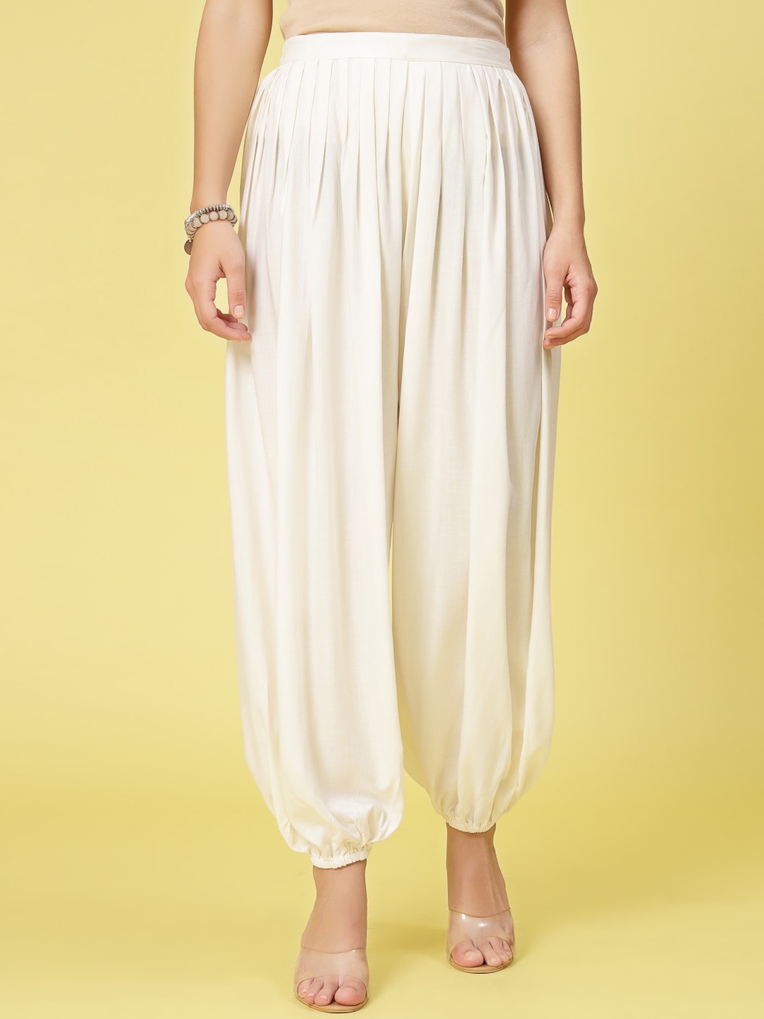 

Clora Creation Women Mid-Rise Loose-Fit Salwars, Off white