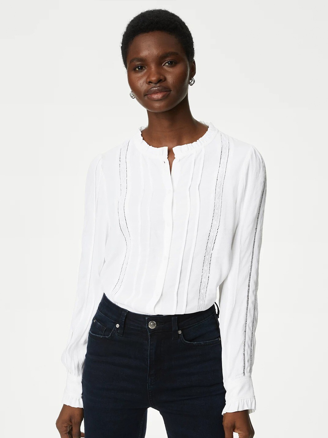 

Marks & Spencer Ruffles Shirt Style Top, White