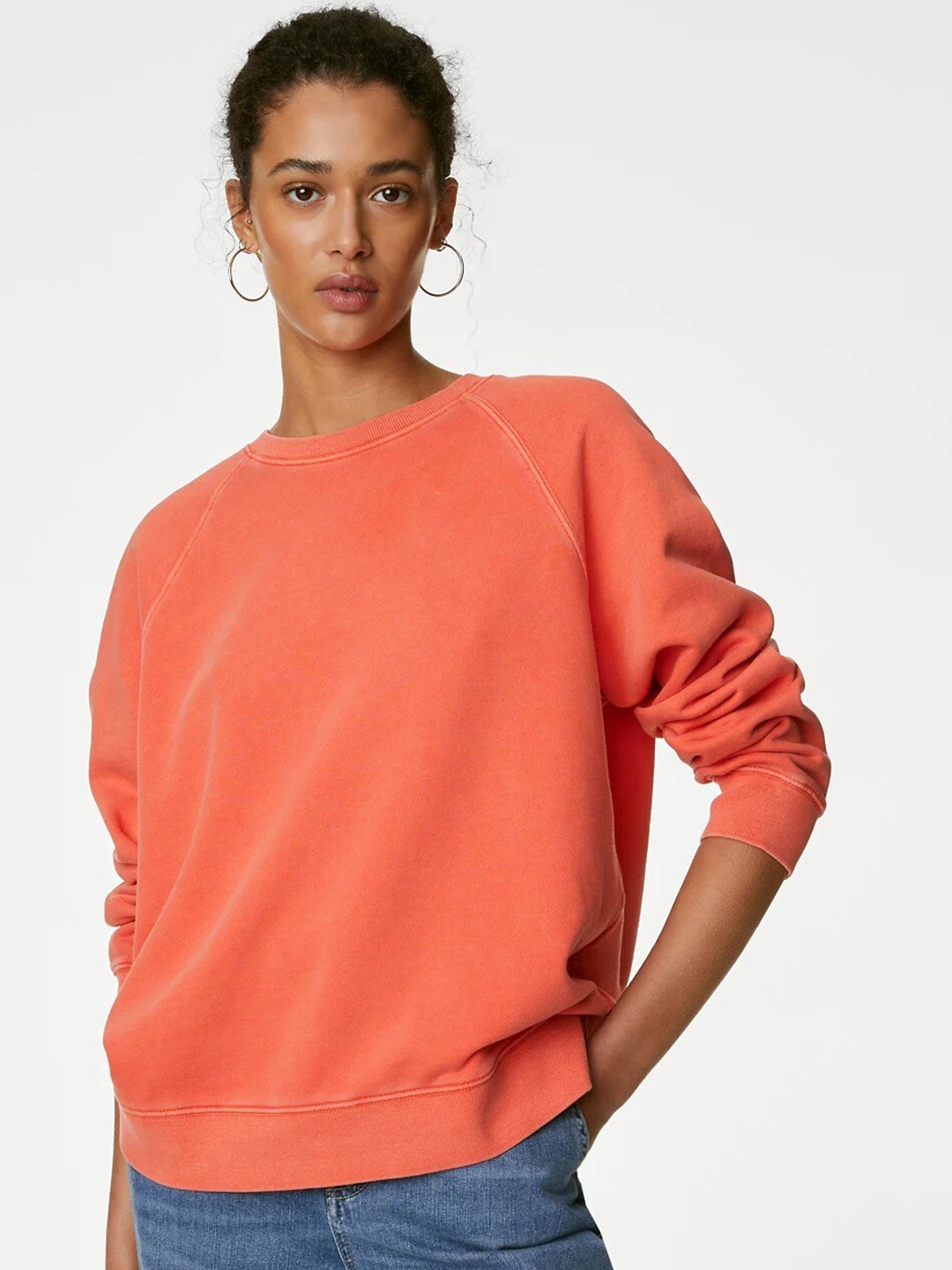 

Marks & Spencer Round Neck Cotton Sweatshirt, Orange