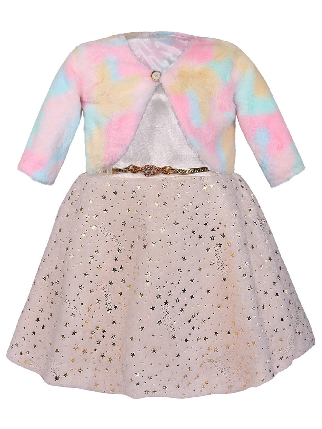 

Wish Karo Embellished Round Neck Sleeveless Satin Fit & Flare Dress With Jacket, White