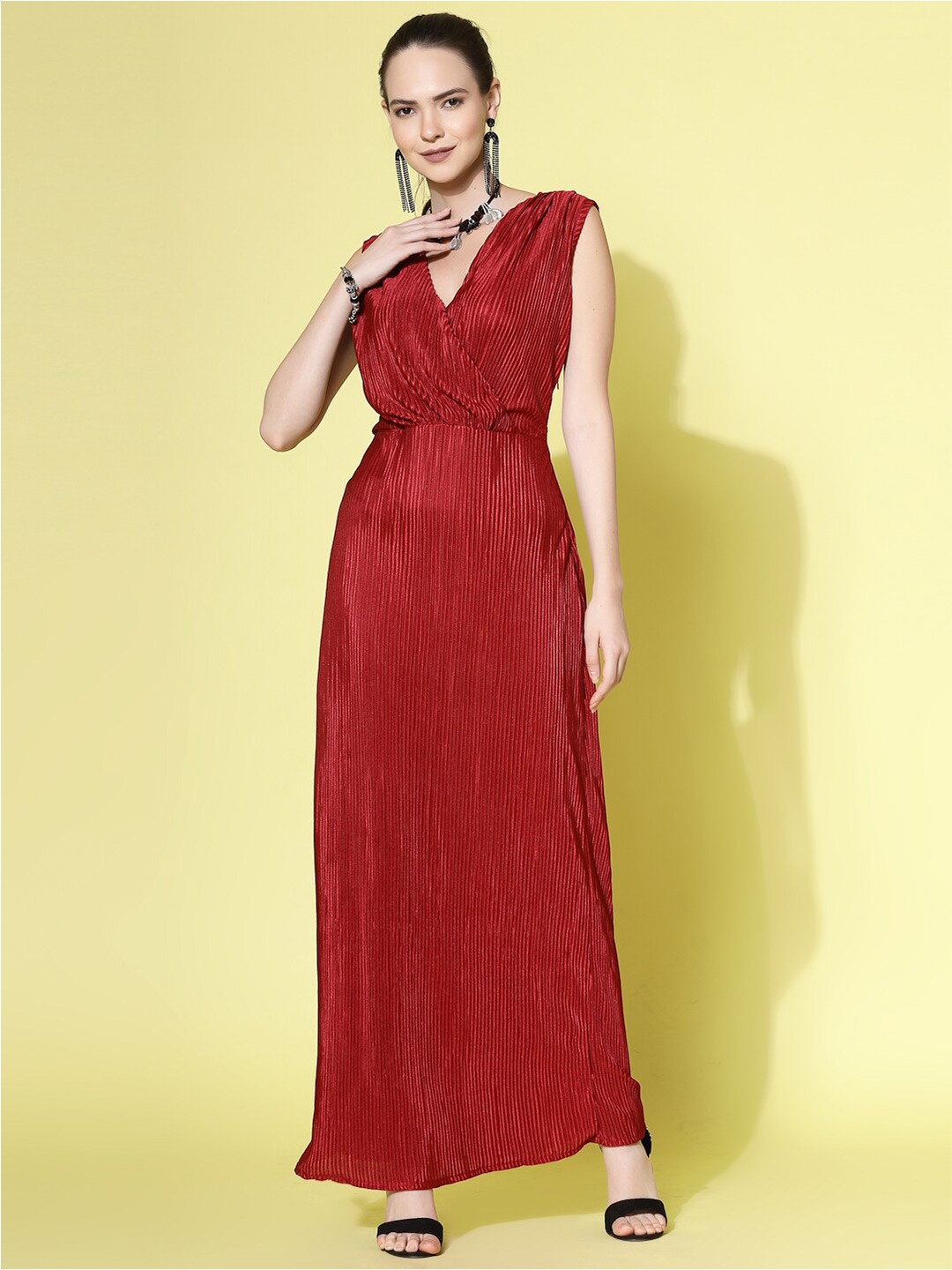 

Molly & Michel Red Satin Maxi Dress