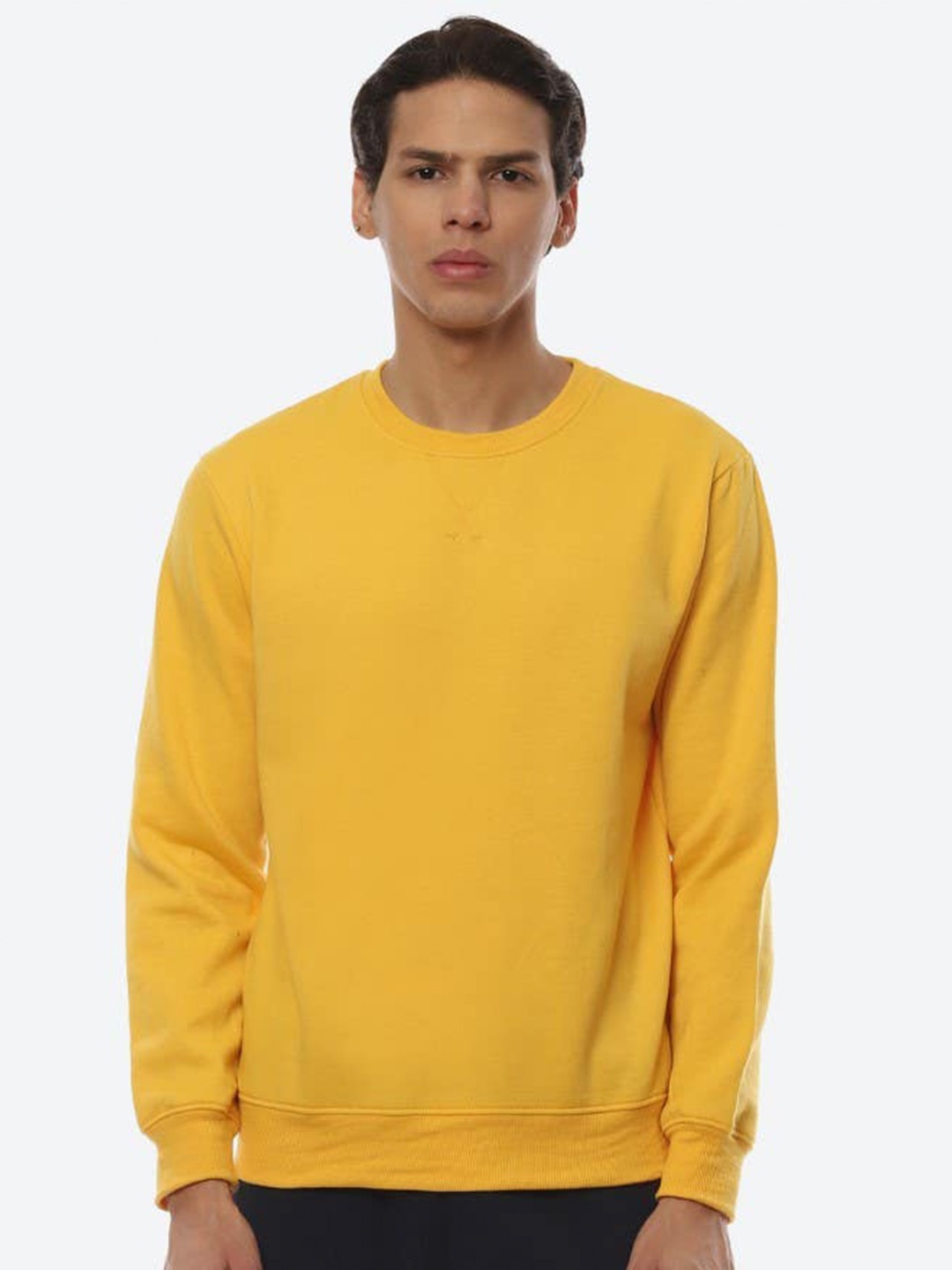 

2Bme Round Neck Pullover Sweatshirt, Mustard