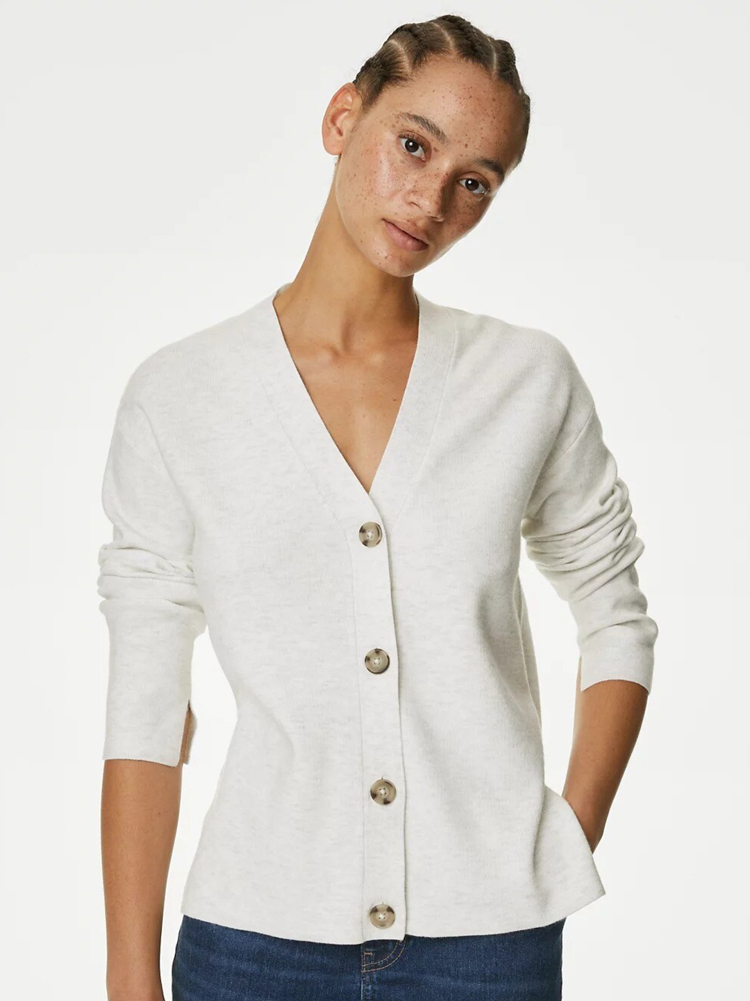 

Marks & Spencer V-Neck Front Open Cardigan, Grey